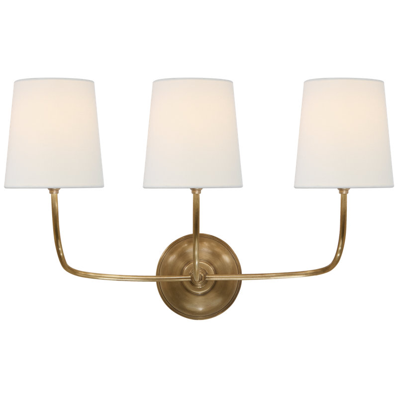Thomas O'Brien Vendome 3 - Light Armed Sconce, Hand-Rubbed Antique Brass, Fabric