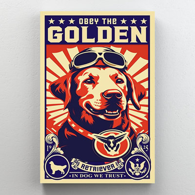 Laclaire Obey The Golden Retriever On Canvas Graphic Art