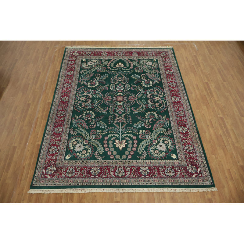 Tapis oriental vert complexe Agra 9 x 12
