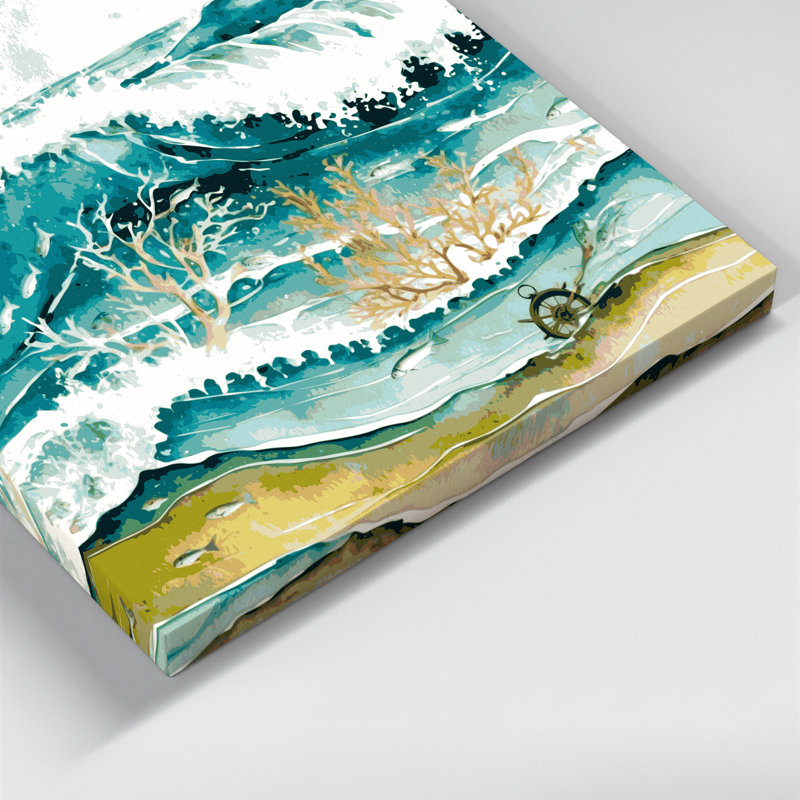 Art mural sur toile beige, "Nautical Beach", H 8 po x l 10 po