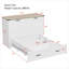 Lit plateforme escamotable de style campagnard, grand lit pliable pour petites chambres et chambres d'amis, fabrication en bois massif avec finition blanche, station de charge intégrée