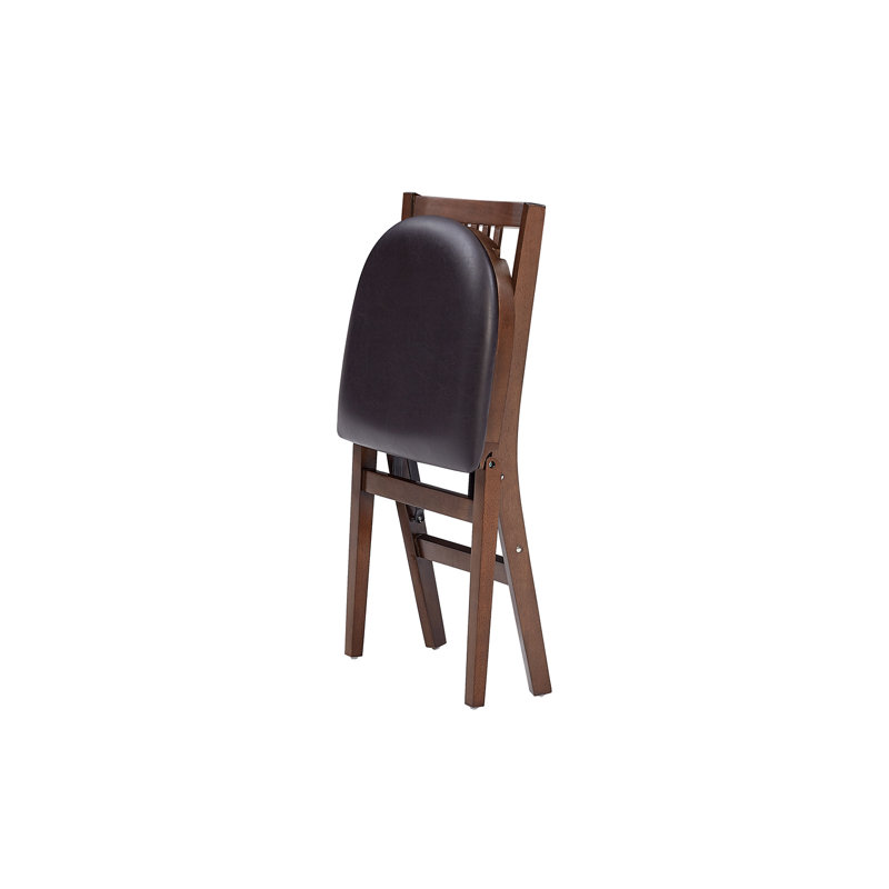 Stakmore Folding Chair, Walnut with Espresso Bonded Leather