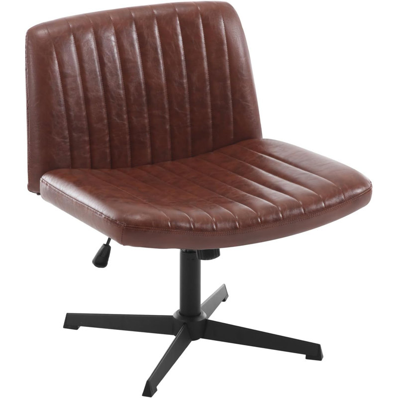 Recliner Without Armrests, Office Chair, Desk Chair Swivel Chair, Ergonomic Chair, Artificial Leather Chair, Height-Adjustable Chair, 360° Swivel, Upholstered Chair, With Rocking Function, Brown