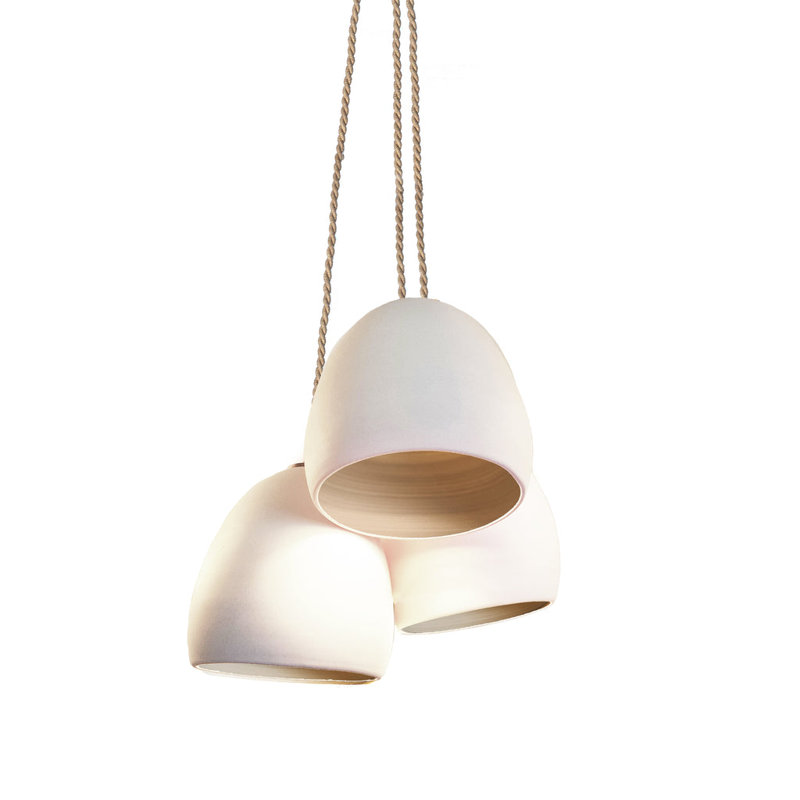 Luminaire suspendu grappe 3 lumières Clay, Beige, DEL, H 132 po