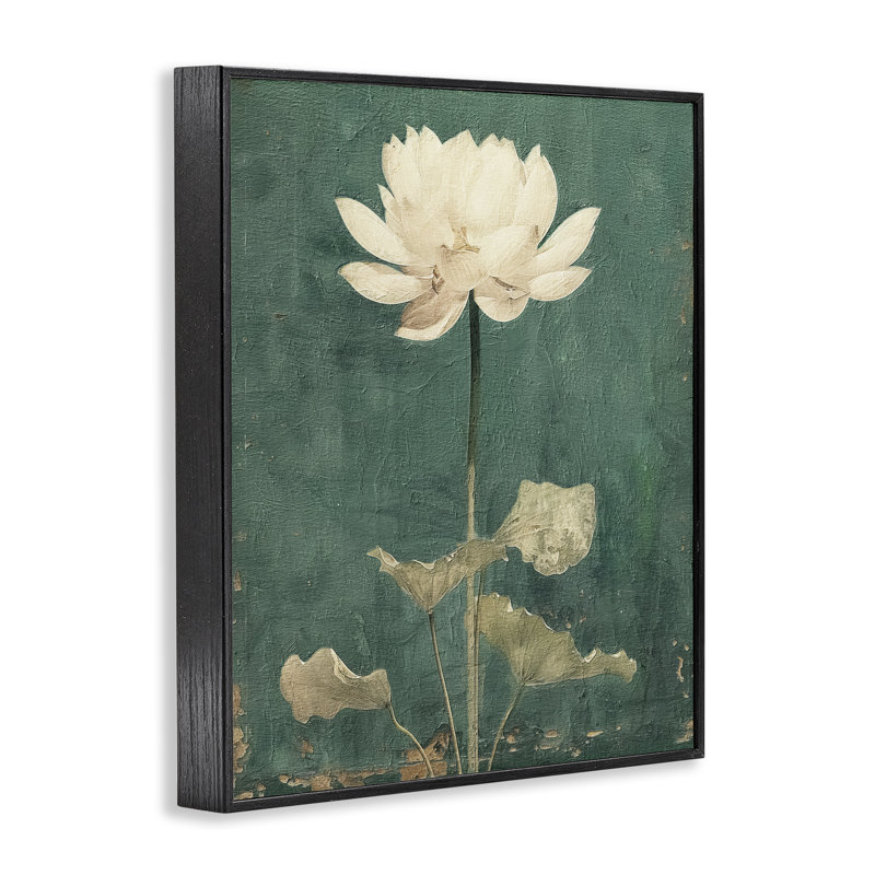 Art floral rétro par estampe numérique par RileyB, H 14 po x l 11 po, Giclée encadrée noir minuit