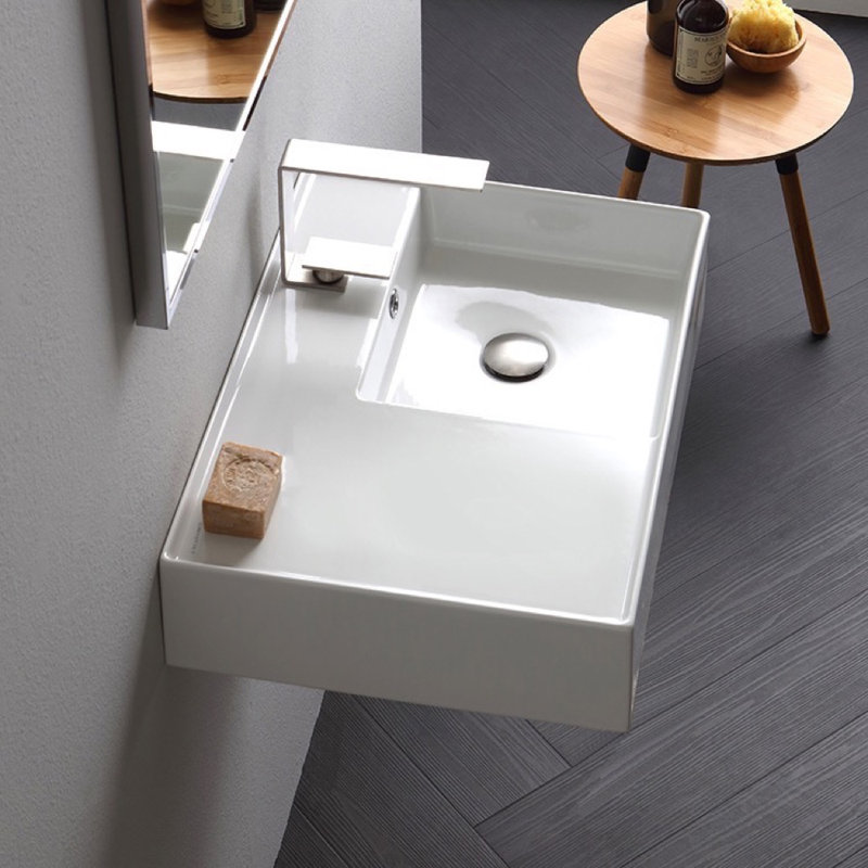 Scarabeo By Nameeks 17.3'' White Ceramic Rectangular Bathroom Sink with Overflow, One Hole