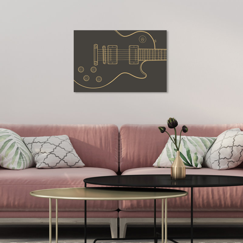Guitare, impression sur toile, Toile tendue, H 10 po x l 15 po