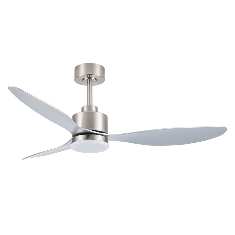 Loritta 3-Blade Ceiling Fan with Light, 52" Wide, Polished Nickel with Silver Blades