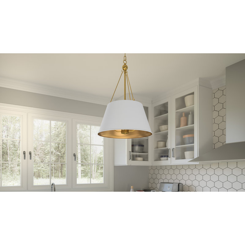Luminaire suspendu tambour simple 4 lumières, Blanc