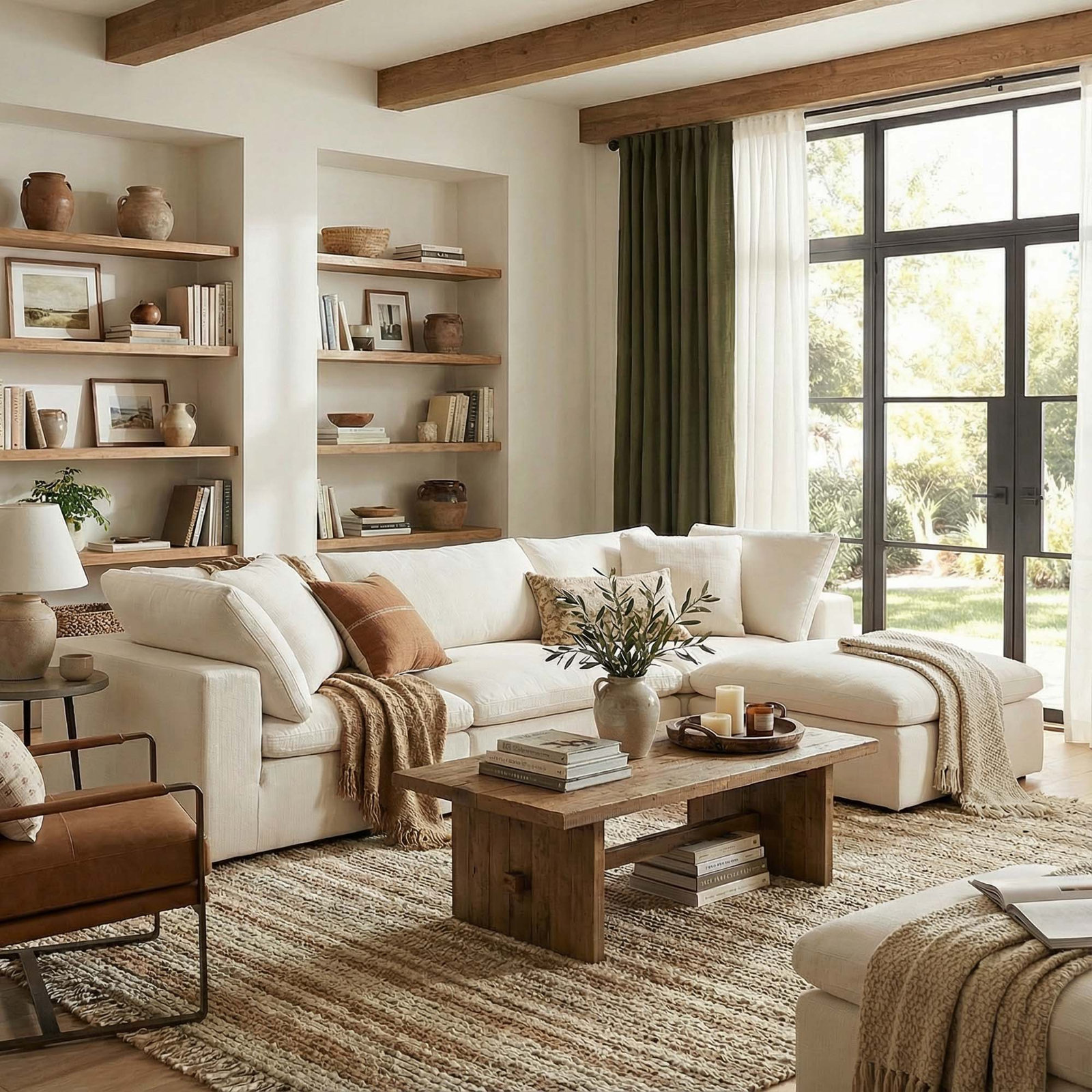 Calana Modular Sectional, 4 Piece (2 Corner, 1 Armless, 1 Ottoman), Flannigan Cotton