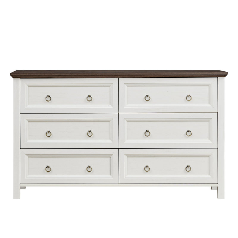 Commode 6 tiroirs Farmhouse, Noyer/blanc