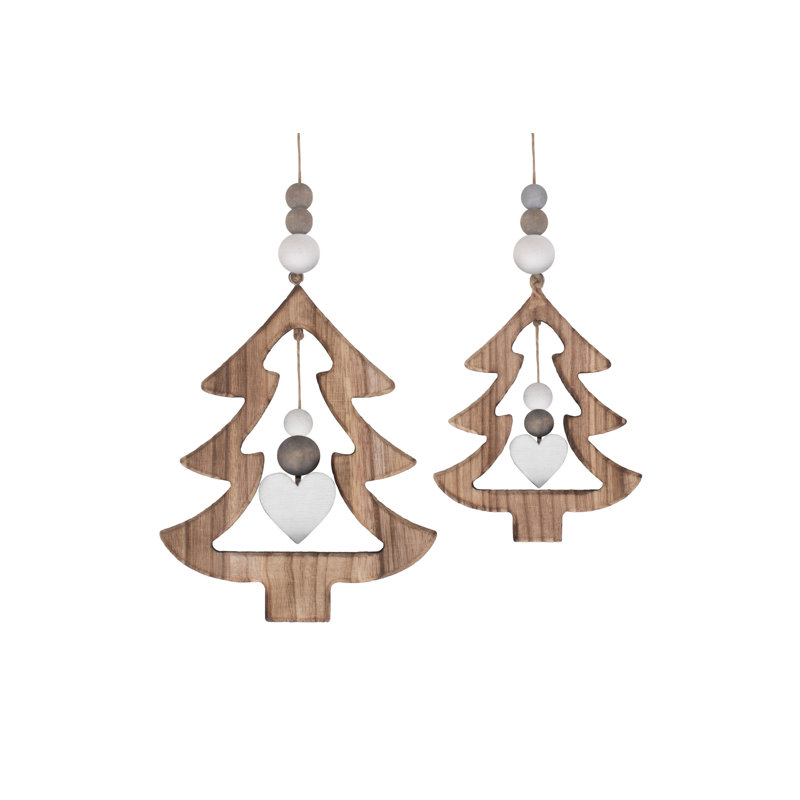 2 Piece Hanging Christmas Tree Holiday Shaped Ornament Set