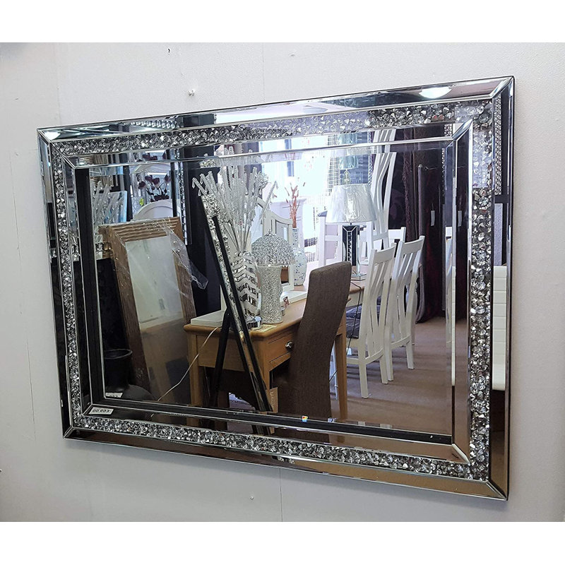 Large Jewel Wall Mirror Loose Diamante New Crystal Square Decor Mirror Gift, 60cm x 80cm