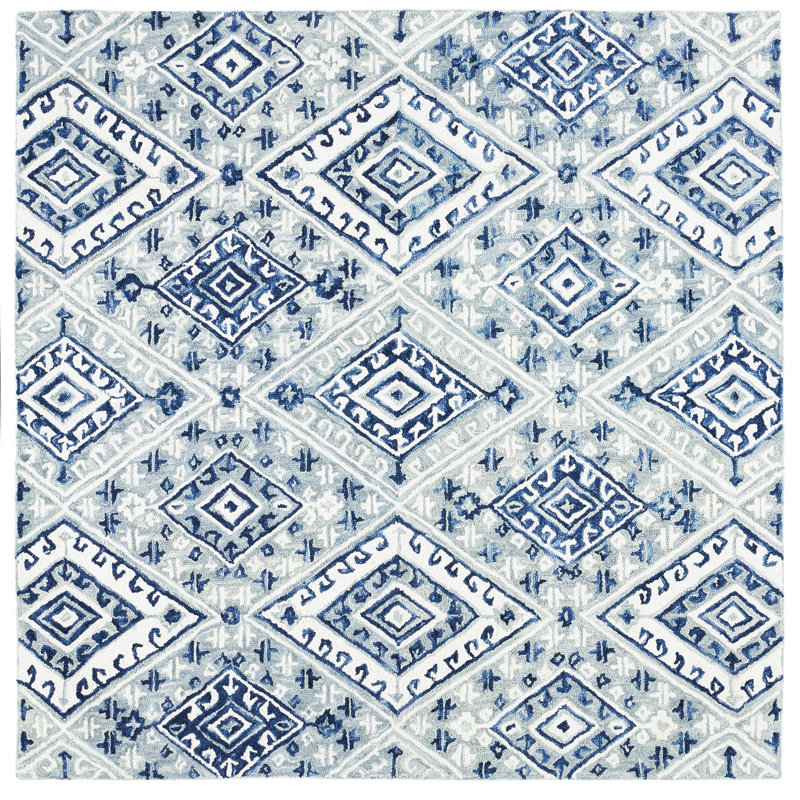 Vahakn Hand Tufted Wool Geometric Rug, Square 7'