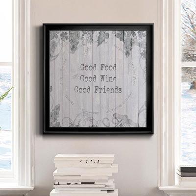 Good Food, Wine Friends - Reproduction d'art textuel sur toile encadrée