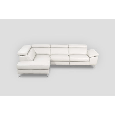 Modern European Power Reclining Sectional in Italian Leather with Adjustable Headrests and Armrest Veeha