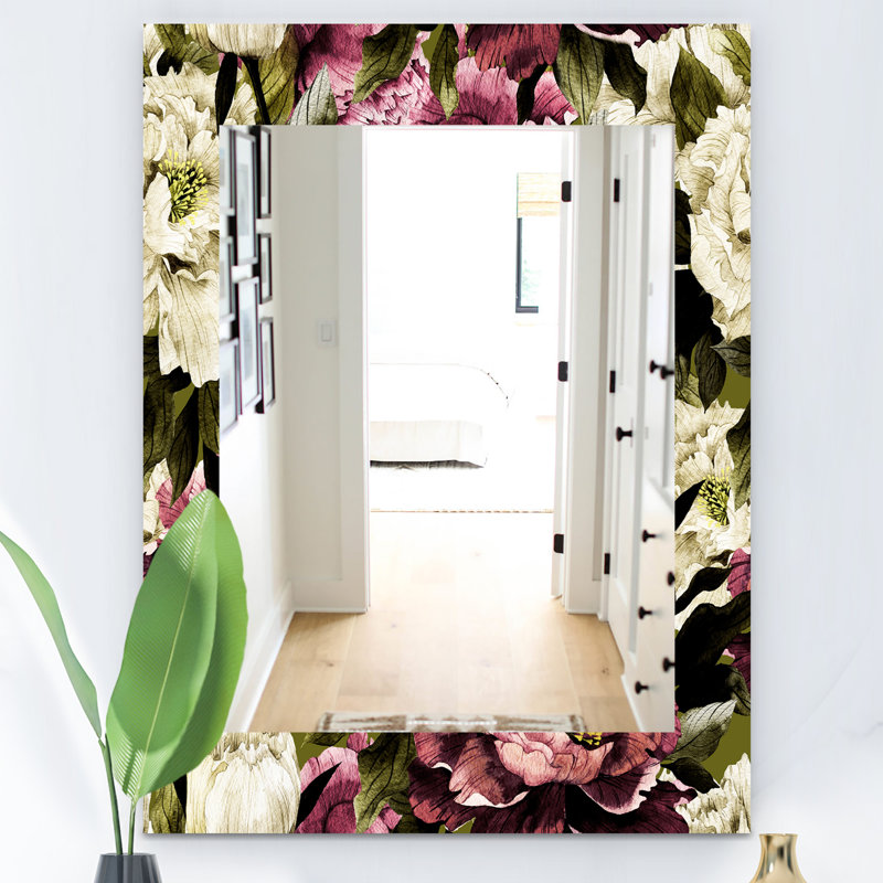Miroir mural obsidian fleuri 19, H 39,4 po x l 29,5 po