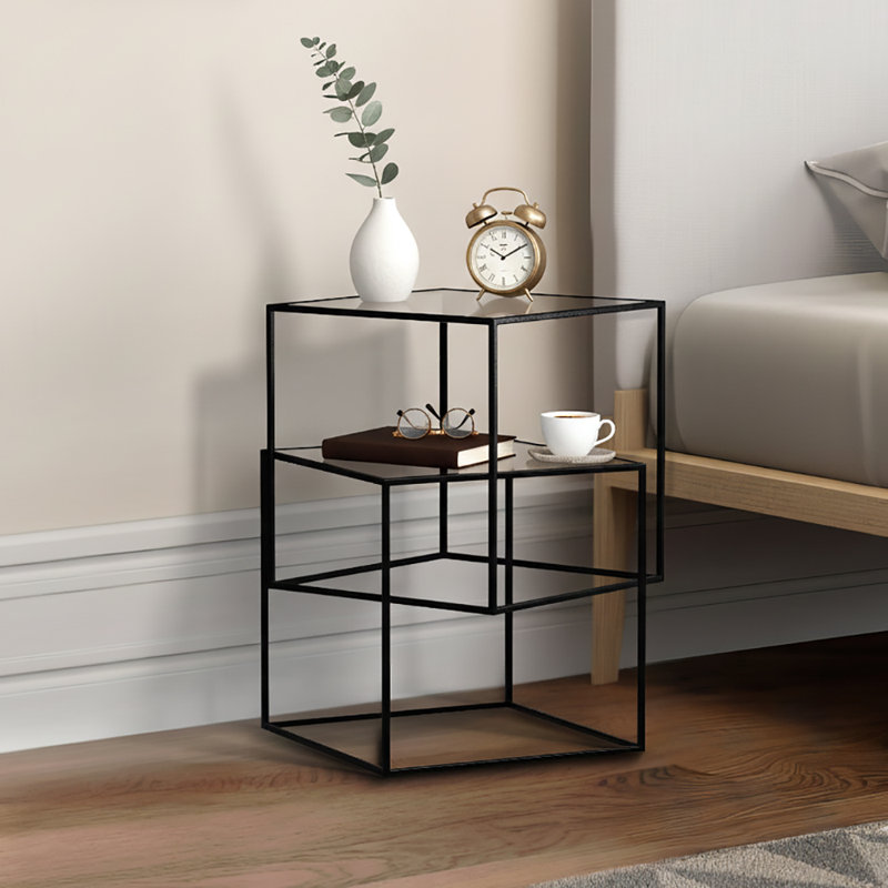 Table gigogne à 2 niveaux avec plateau en verre et hauteur de 20,5 po