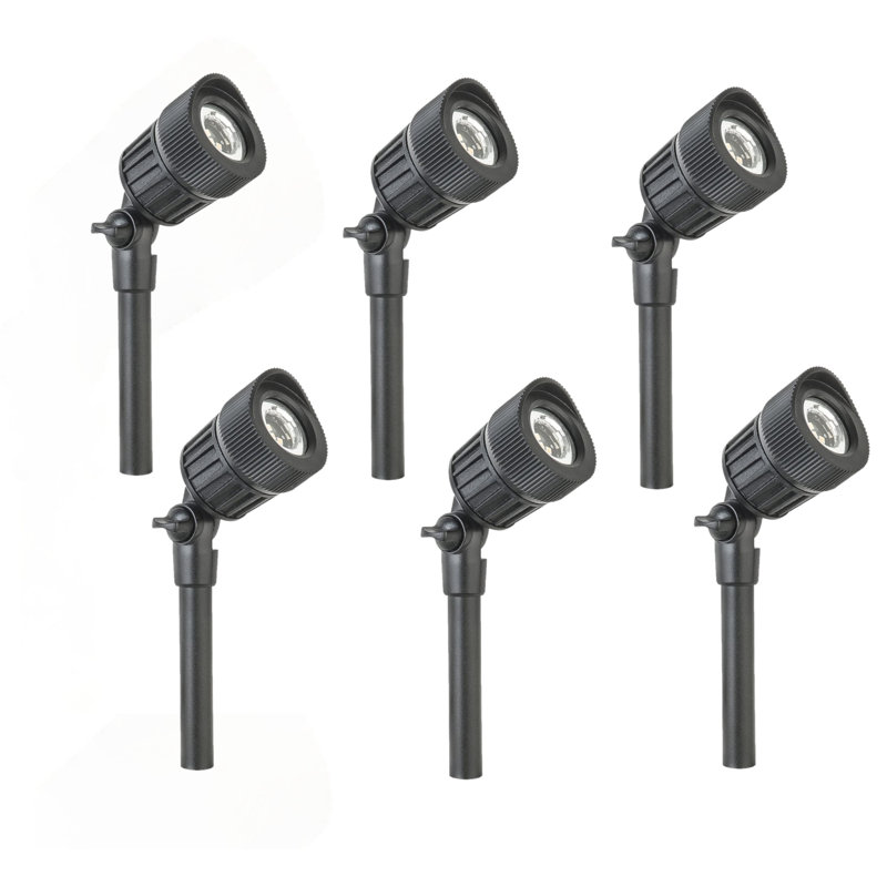 Paradise Low-Voltage 7W Warm White LED Junior Outdoor Spot Light, Black (Pack of 6)