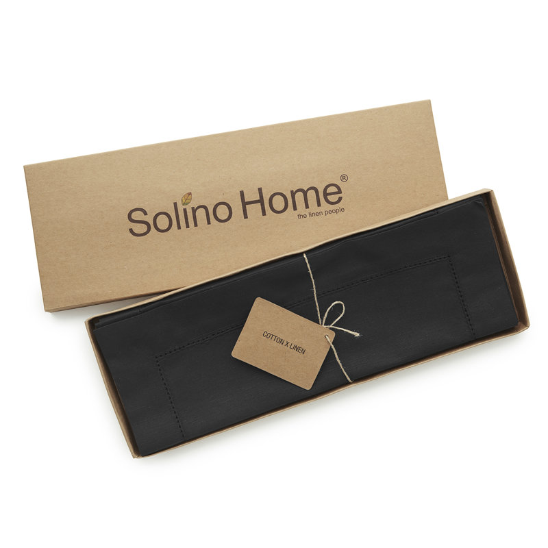 Cotton Linen Hemstitch - 100% Pure Placemats, Black