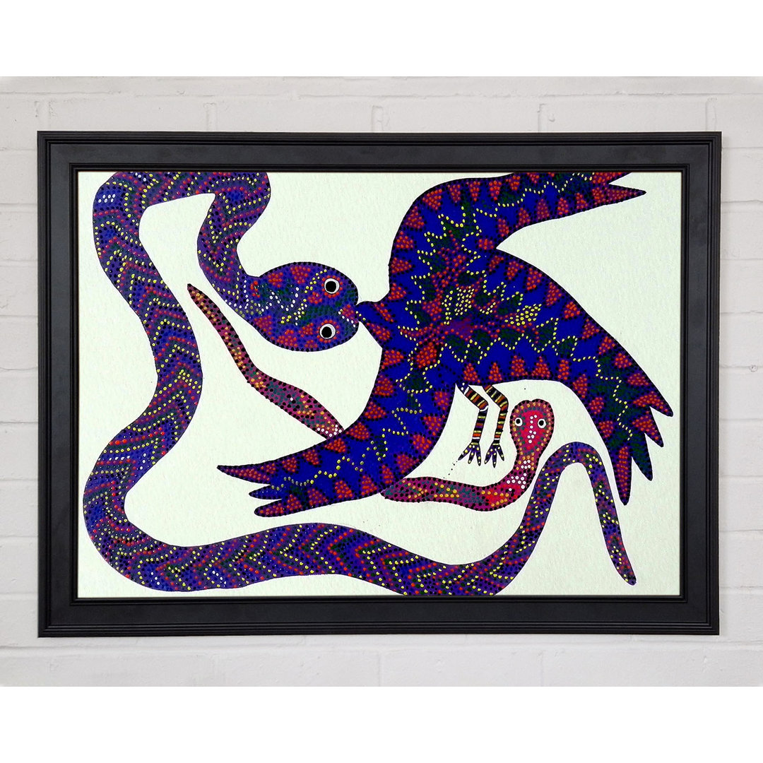 Gerahmtes Leinwandbild Aboriginal Snake Bird