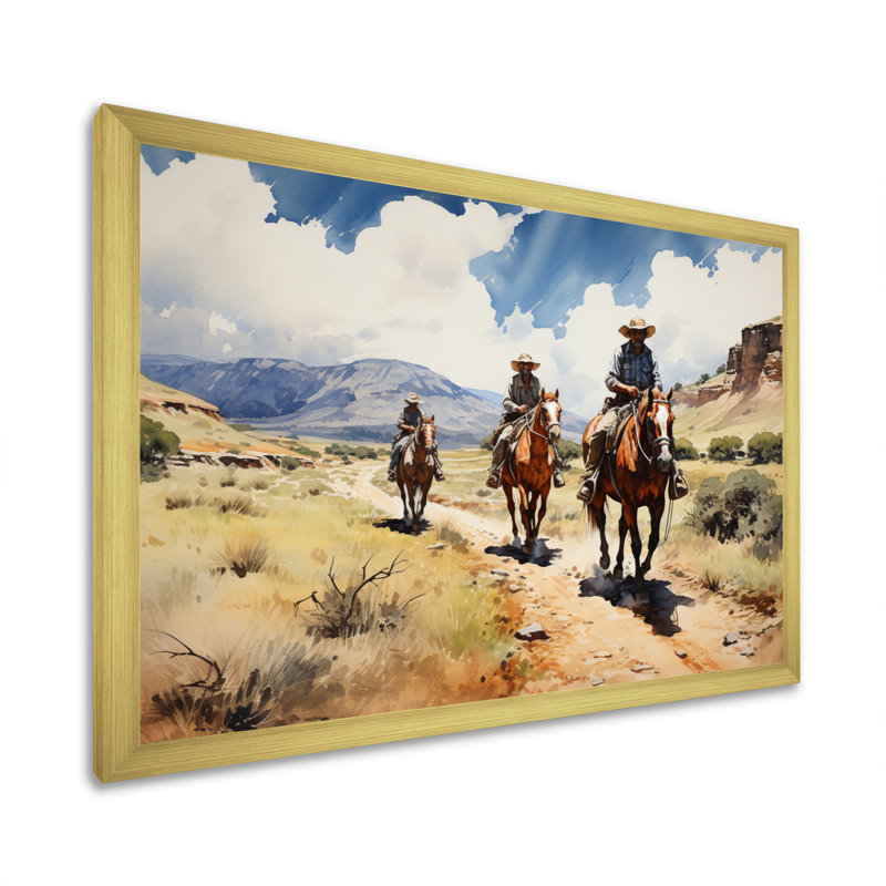 Keidenel " Cowboy Range Patrol ", Gold Single Picture Framed, 24" H x 32" W x 1" D