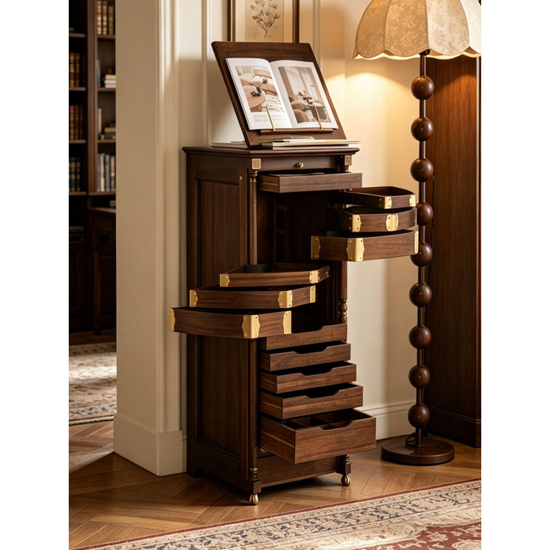 Armoire à bijoux rétro en noyer noir