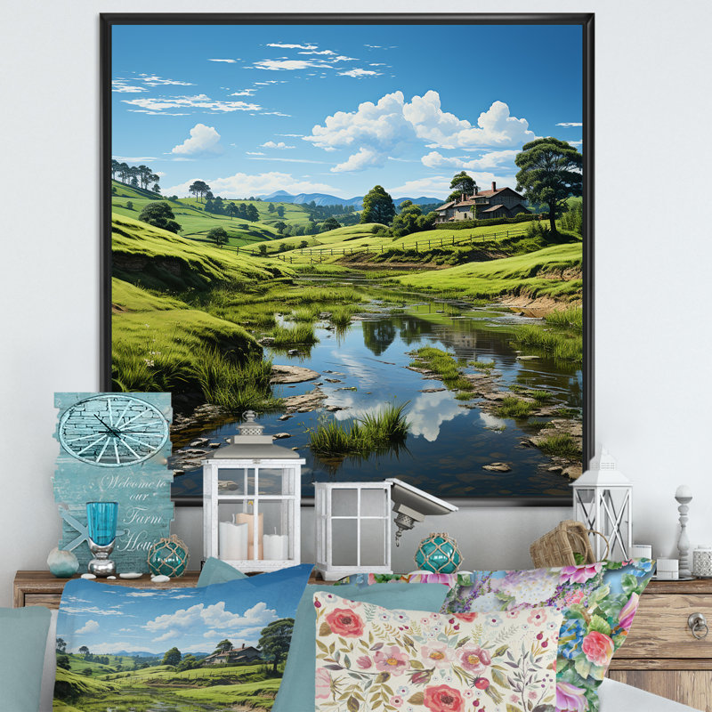 «Mountain Serenity Mountain Panorama» sur toile, Cadre flottant noir, H 16 po x l 16 po x P 1 po