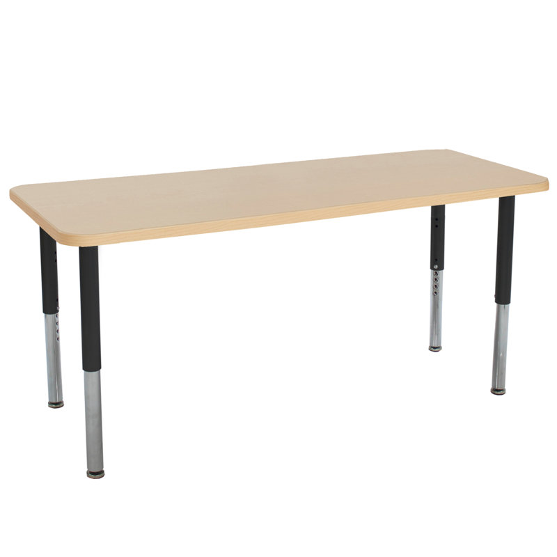 Table d'activité rectangulaire avec pieds réglables La Madera, 24 po x 72 po, Super, Grain d'érable / noir