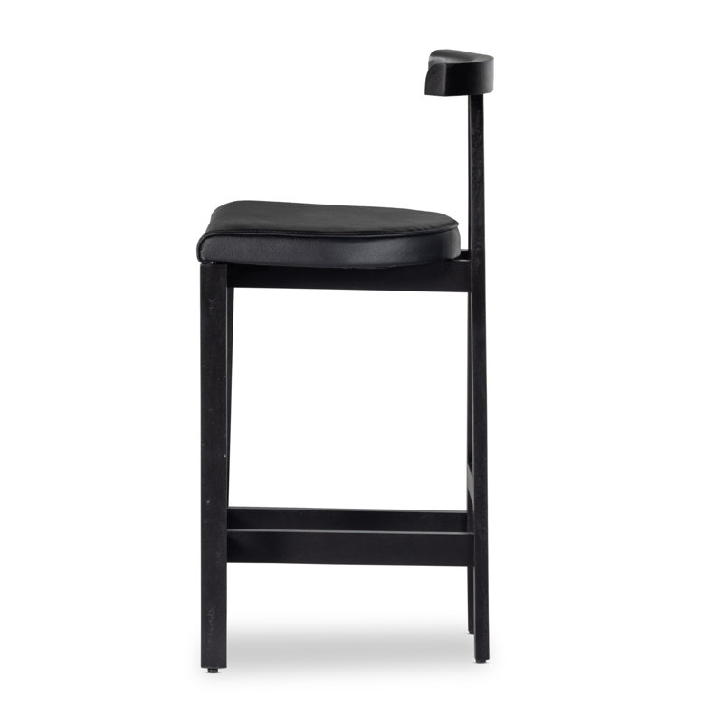 Easah Leather Bar & Counter Stool, Black, Counter Stool (26” Seat Height)