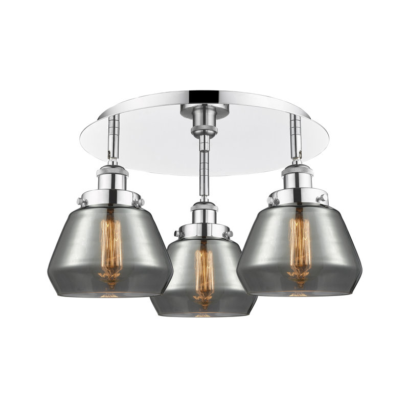 Plafonnier encastré en verre Bianet, Plaqué couleur fumée, Chrome poli