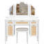 Meuble-lavabo de 43,75 po avec 13 lumières à DEL inspirées, 3 options d'éclairage, miroir à trois volets, 5 tiroirs de rangement, station de charge, ambiance bohémienne côtière pour table de chambre à coucher, ampoules, tiroirs et tablettes classiques