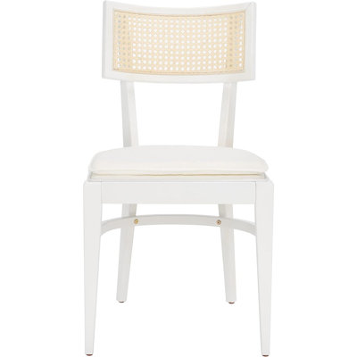 Ome Collection Galway Coastal White/natural Cane Seat Cushion Dining Chair