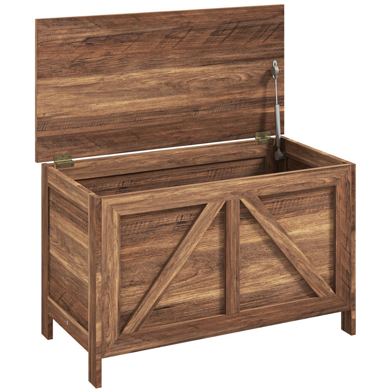 19" Farmhouse Storage Chest Organizer, Brown Oak,wood