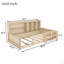 Full Size Kids Wooden Platform Bed Frame with Guardrail Fence, Side Storage Shelves & Book Shelf, Space Saving Floor Bed, Natural-134643829-134643832
