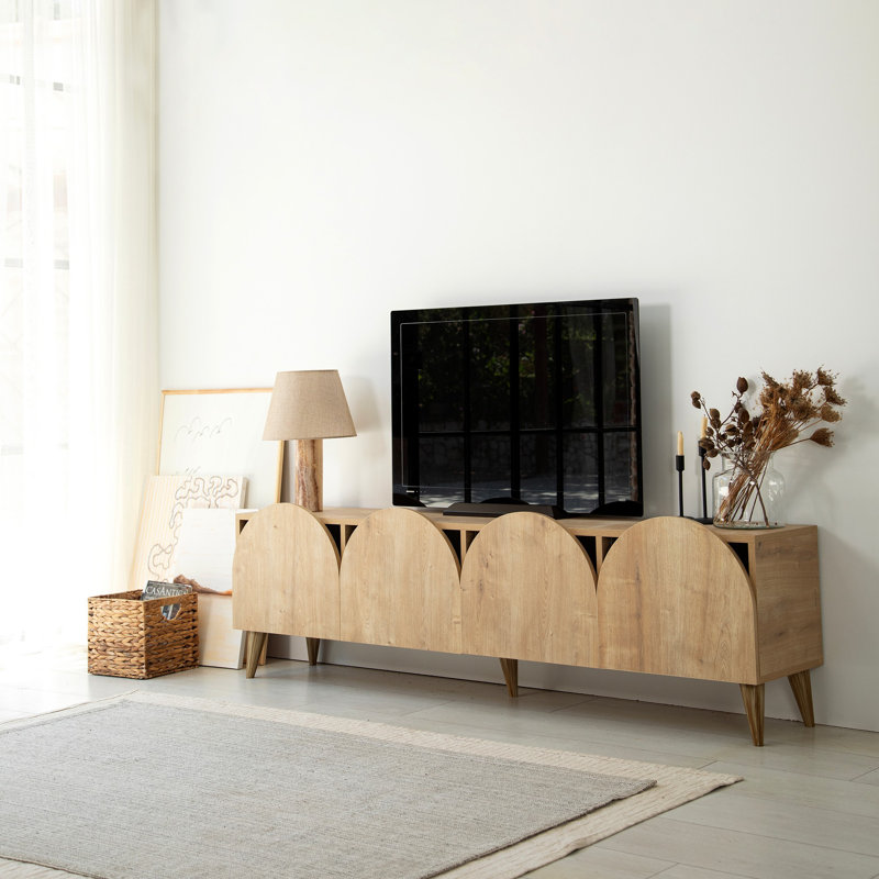 Meuble télé 70,9 po x 19,7 po x 13,8 po Modern Oak | Panneau de particules 100% mélaminé avec bandes de chant en PVC | Design scandinave élégant, fabrication durable, parfait pour le salon et les salles de médias, démonté pour un assemblage facile