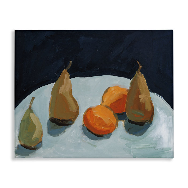 Art mural poire et orange par Pamela Munger, H 36 po x l 48 po