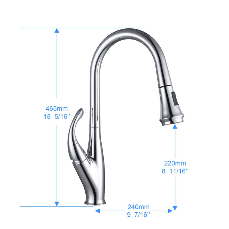 Single Handle Pull-Out Sprayer Kitchen Faucet in Chrome, Chrome