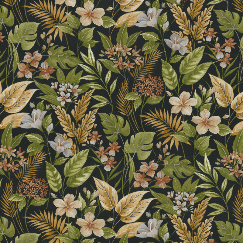 Coussin de chaise d'extérieur à dossier divisé 1 pièce avec attaches Bay Isle Home ™ Tropic Botanical