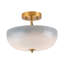 Artistic 2-Light Gradient Blue Glass Dome Semi-Flush Ceiling Light