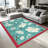 Teal Floral carpet-easy to clean, machine-washable, soft and comfortable; suitable for door mats, kitchens, living rooms, bedrooms, corridors, and laundry areas. Easy to clean, durable carpet for home decoration.-2076642006