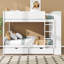 Lit superposé double au-dessus de double avec tablettes de rangement, structure de lit superposé en bois avec 2 tiroirs et armoire à couches multiples-592936198-592936199