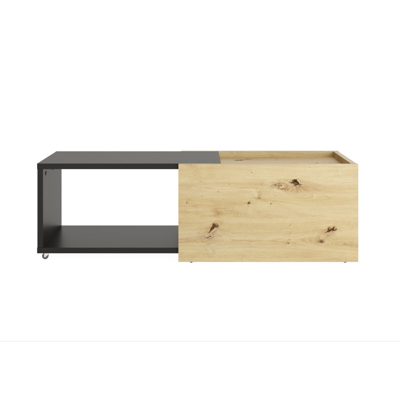 Kutzer Wheel Coffee Table with Storage, Artisan Oak/Black Pearl