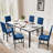 Ellice Modern Dining Room Table and Chairs Set for 6, 7-Piece Kitchen Dining Table Set with 6 Chairs & Table, Faux Marble Dining Table Set with MDF Broad & Metal Frame for Apartment, Dining Room-1662072526-1662072521