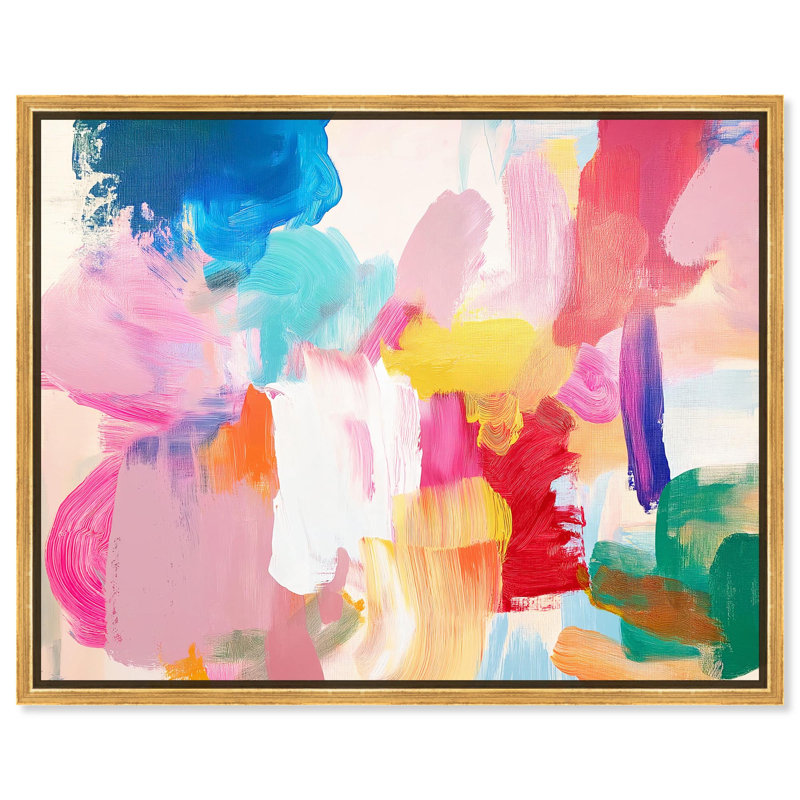 «Pastel Riot II» par Abstracts, H 17 po x l 21 po, Cadre doré