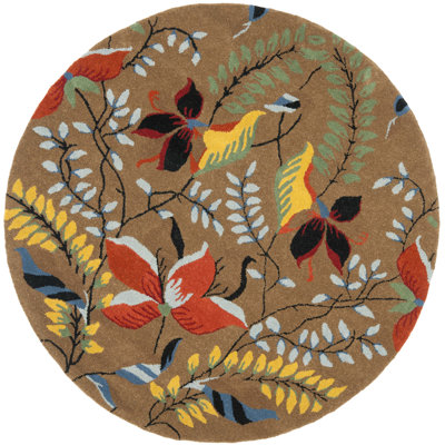 Avayah Floral Handmade Tufted Brown Area Rug