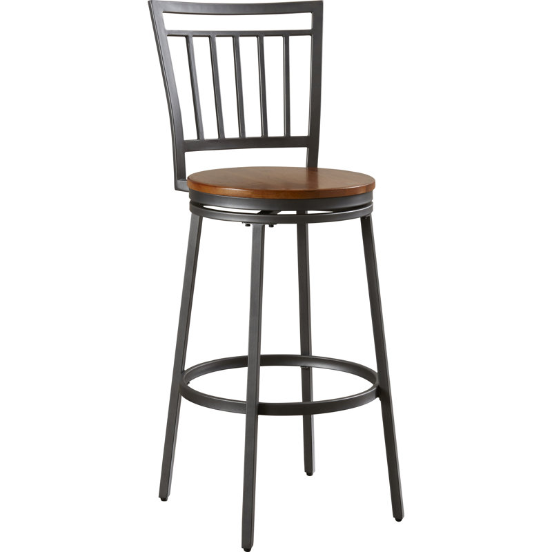 Kanagy Swivel Counter Stool with Metal Frame, Bar Stool (30" Seat Height), Golden Oak