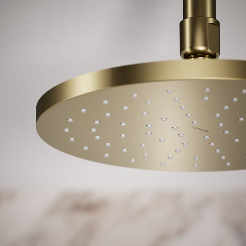 Pomme de douche à pluie Contemporary, Or éclatant de style français, Rond, 1,75 gallons par minute