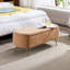 Banc de rangement moderne en fausse fourrure de chameau avec pieds dorés, parfait pour le lit et le vestibule, alliant style et fonctionnalité.