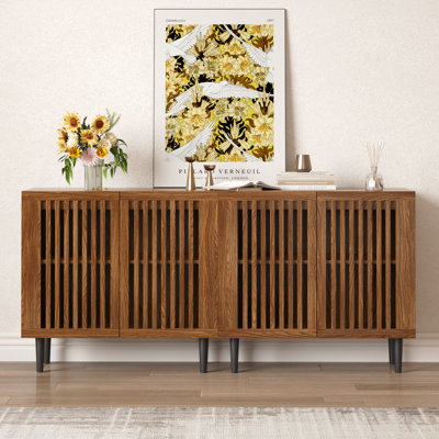Armoire de rangement Hessle à 4 portes avec tablettes réglables, buffet avec grand espace de rangement pour la cuisine, la salle à manger et le salon
